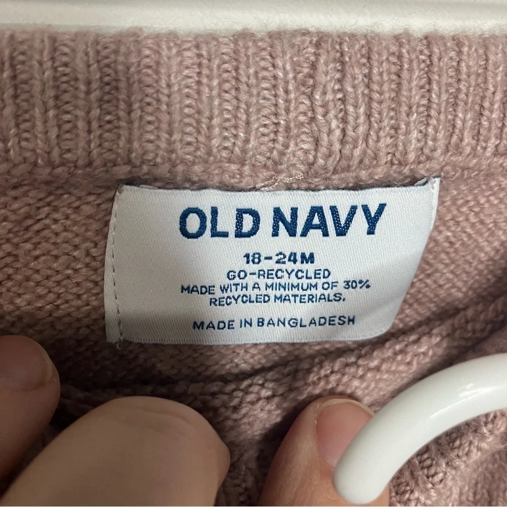 Old Navy‎ Pointelle-knit sweater set dusty rose baby size 18-24 mo